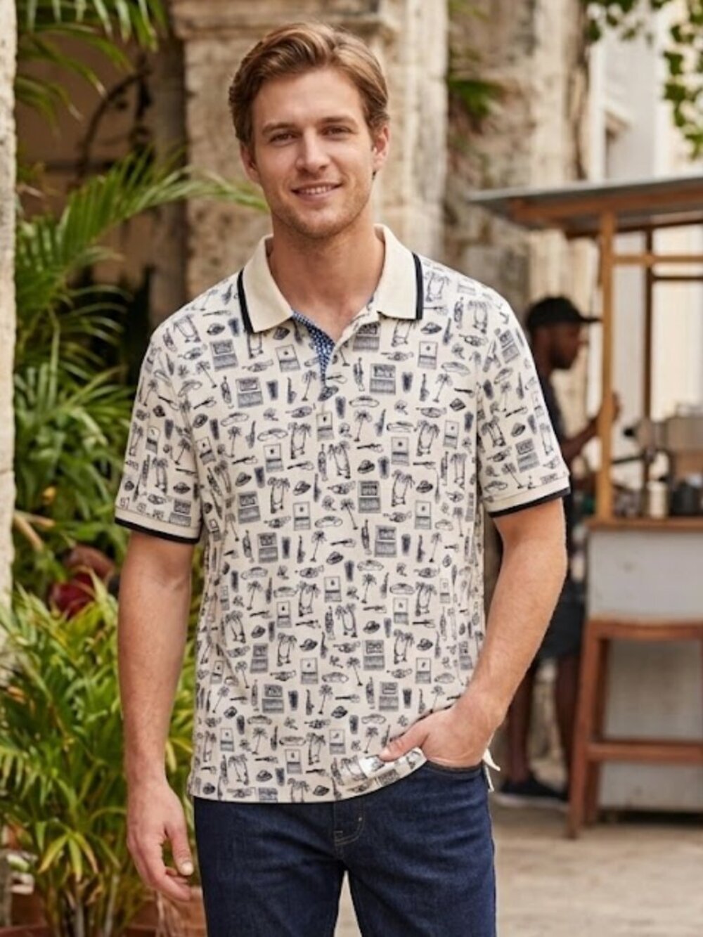Robert Graham Graphic Print Pullover Polo Shirt Men's XL